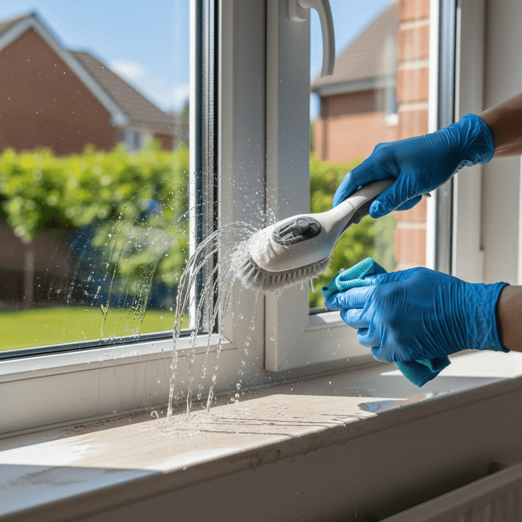 Interior and exterior window track and sill cleaning service in Connecticut