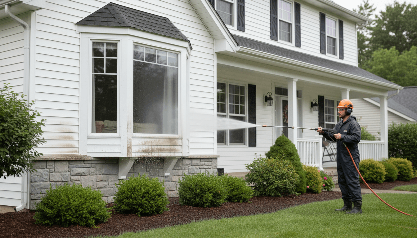 Roof washing service removing moss and mildew from asphalt shingles in Connecticut